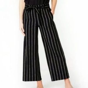NWT J. Jill Emilie Linen Stretch Paper Bag Cropped Wide Leg Ankle Pant Stripe